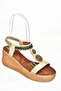 S258136009 Beige Wedge Sole Women's Sandals - 6