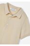 Boy's Polo Collar Short Sleeve T-Shirt Beige 3101