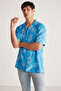 Harrison Men's Tiril Tiril Fabric Loose Woven Wide Fit Summer Blue Shirt - 2