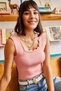 Women's Pink Collar Detailed Above Waist Knitwear Blouse BLZ-19001450 - 3