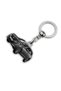 Dark Gray Peugeot 2008 Drop Printed Metal Car Keychain - Chrome Plated