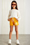LAINEY-GRM24041 100% cotton 3 thread printed shorts for girls Safran Yellow Shorts