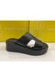 D24YT-2015 Women's Black Leather Slippers
