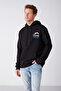 Carter Men's Soft Fabric Hooded Mountain Printed Drawstring Regular Fit Black Sweatshirt - 4