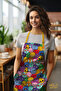 مريلة مطبخ من القماش السويدي بنمط إيموجي، مريلة للطهي، مريلة للنادل، مريلة للمطاعم - 2