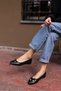 YALE WOMEN'S BLACK SKIN FLAT SHOES - 3