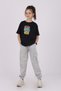 Yağtu Love peace printed girl's tracksuit set summer seasonal