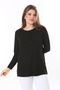 Women's Large Size Black Long Sleeve Blouse with Stone Front and Lace Detail on the Back 65N37803 - 5