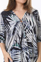 Women's Large Size Colorful Chest Buckle Gathered V-Neck Short Sleeve Tunic 65N37796 - 2