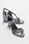 Heeled Large Size Rhinestone Single Band Evening Dress Shoes - 3
