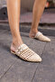 RAFFIA WOMEN'S BEIGE BEIGE BELTED STRICK SLIPPERS - 7
