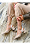 RELA DORE SILVERY WHITE DETAILED HEELED SANDALS SHOES - 5