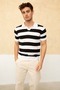 Color Blocked Polo Neck Knitwear T-Shirt - 2