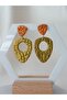 Steel EARRING APPARAT & METALLIC COLOR & GOLD EDGE DETAIL POLYMER CLAY EARRING