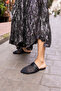 RAFFIA WOMEN'S BLACK KNITTED BELTED STRAP SLIPPERS - 4