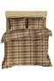 Maki Cotton Beige Plaid 200x220 cm Double Duvet Cover and 2 Pillow Case Set