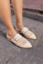 RAFFIA WOMEN'S BEIGE BEIGE BELTED STRICK SLIPPERS - 6