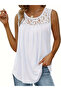 Crew Neck Lace Viscose Women's Blouse - Sleeveless - 4
