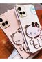 Luxury Silicone Case for Vivo Y21S with Black Hello Kitty Stand and Gold Detail on the Edges - 3