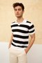 Color Blocked Polo Neck Knitwear T-Shirt - 4