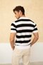 Color Blocked Polo Neck Knitwear T-Shirt - 6