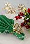 Broş 6-Piece Gold Luxury Napkin Ring, Flower Model Crystal Stone Napkin Ring - 6