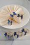 Kelebek 6-Piece Gold Luxury Napkin Ring, Blue Enamel Napkin Ring - 2