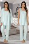 Women's Turquoise Lace Summer Cotton Combed Maternity Maternity Dressing Pajama Set Set