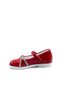 Red Patent Leather Stoned Girl's Ballerina Shoes - 4