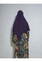 Short Ready-To-Wear Veil Suitable for Hajj and Umrah, Sandy Souffle Khimar Purple - 2