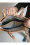 Women's Cream-Tan Large Size Shoulder Bag AND Wallet Combination - 4