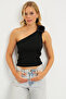Women's Black Knitwear Blouse with Rose Accessories ET02 - 4