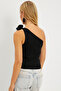 Women's Black Knitwear Blouse with Rose Accessories ET02 - 5