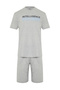 Gray Regular Fit Crew Neck Knitted Shorts Pajamas Set TMNSS24PT00046 - 7