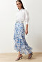 Blue Animal Patterned Lined Woven Skirt TCTAW24EE00020