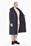 Women's Large Size Hooded 120 Cm Navy Blue Quilted Coat 1020 - 4