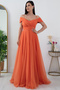 Madonna Collar Strappy Long Tulle Dress - 13413 - 6