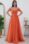 Madonna Collar Strappy Long Tulle Dress - 13413 - 5