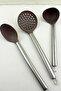 Silicone 4 Piece Ladle Colander Set Smoked Steel Handle - 2