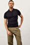 Men's Basic Slim-fit Fit Polo Collar Summer Knitwear T-shirt Dark Navy - 5
