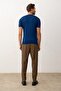 Men's Striped Crew Neck Slim-fit Fit Thin Knitwear T-Shirt Indigo - 7