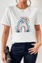 Blue Rainbow White Black Basic Women's T-Shirt - 100% Cotton - 4