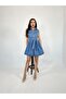 Women's 100% Cotton Sleeveless Front Button Denim Dress Blue - 4