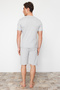 Gray Regular Fit Crew Neck Knitted Shorts Pajamas Set TMNSS24PT00046 - 6