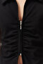 Siyah Regular/Normal Kalıp Polo Yaka Büzgü/Drape Detaylı Fermuarlı Örme Bluz TWOSS24BZ00501 - 4