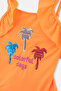 Girl's Orange Flounce Swimsuit - 2