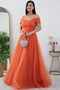 Madonna Collar Strappy Long Tulle Dress - 13413