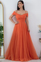 Madonna Collar Strappy Long Tulle Dress - 13413 - 4