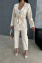 Beige Linen Suit with Tie Waist - 5