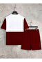 Men's Burgundy White Los Angeles Printed Piece Shorts Suit - 3